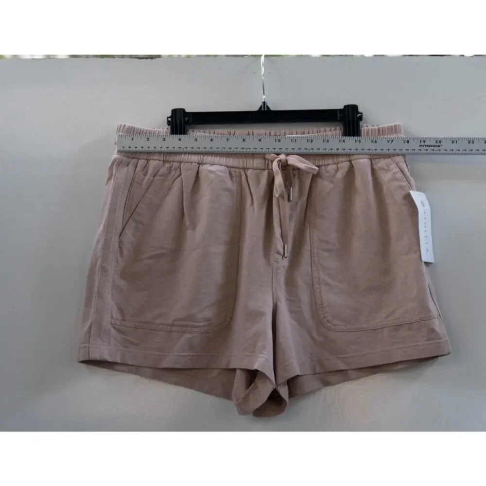 NWT Athleta Farallon Short Moca Tan Lounge Leisure Pull On Elastic Waist Size 18